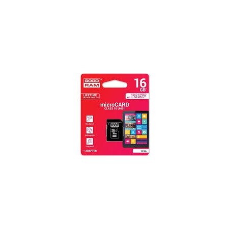 CARTE MÉMOIRE GOODRAM MICRO SD 16GB + ADAPTATEUR UHS 1